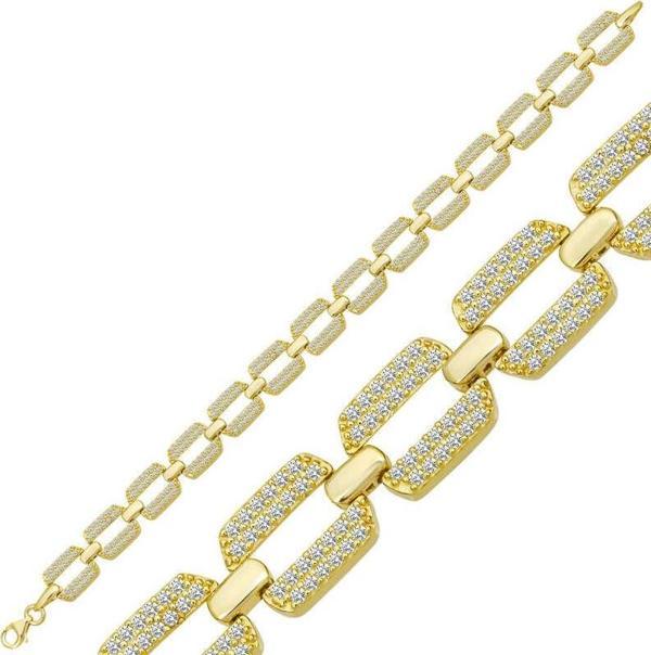 Gümüş Gold Zirkon Taşlı Kadın Bileklik  SL5070 - Image 1