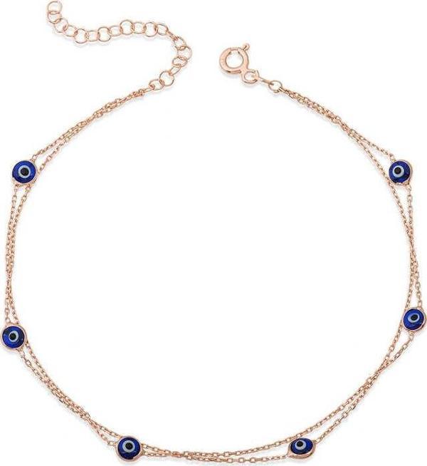 Gümüş Rose Çift Zincirli Nazar Halhal SL4372 - Image 1