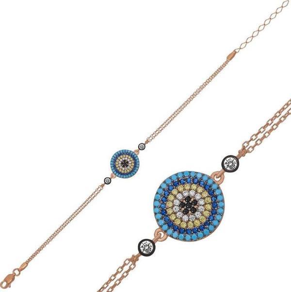 Gümüş Rose Nazar Bayan Bileklik  SL4496 - Image 1