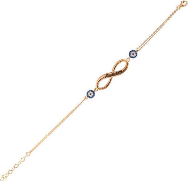 Gümüş Rose Nazarlı Sonsuzluk Aşkım Bileklik SL2841 - Image 1