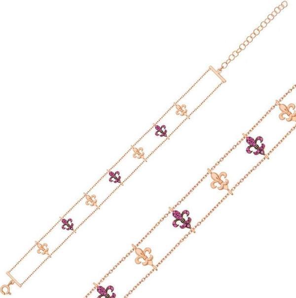 Gümüş Rose Çiçek Desenli Bayan Bileklik SL1545 - Image 1