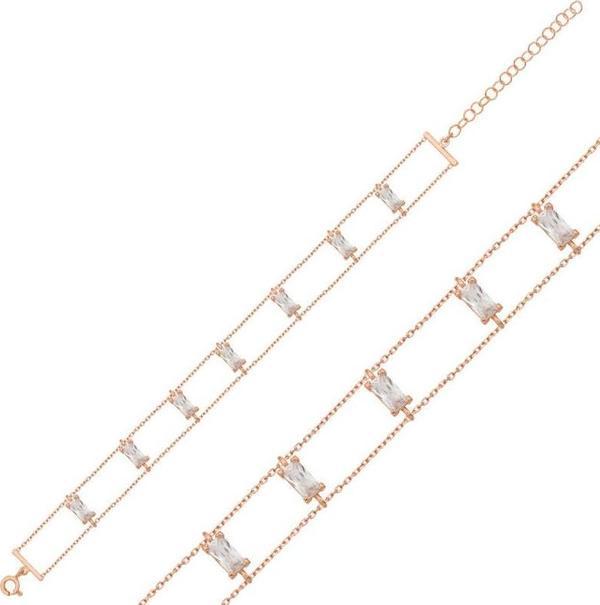 Gümüş Rose Baget Taşlı Bayan Bileklik SL1390 - Image 1