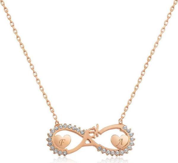 Gümüş Rose Kalpli Sonsuz Aşk Kolye SL3382 - Image 1