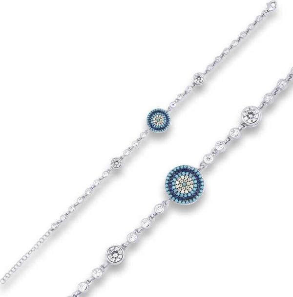 ​Gümüş Nazar Boncuklu Bileklik  SL4256 - Image 1