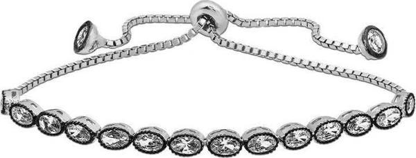 Gümüş Oval Kesim Elmas Montür Asansör Bileklik SL5889 - Image 1