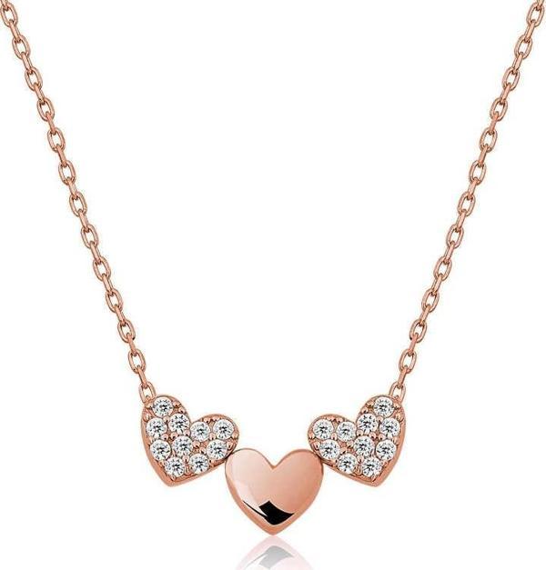 Gümüş Rose Üç Kalp Bayan Kolye SL3495 - Image 1