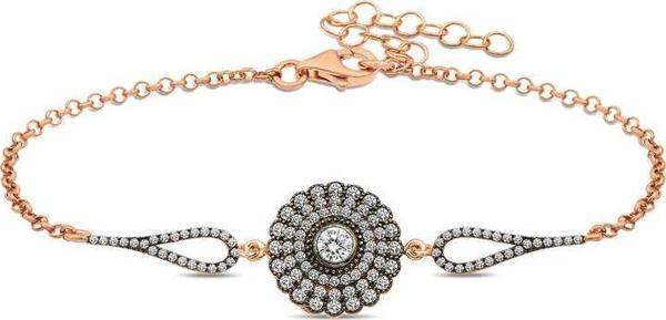 Gümüş Rose Elmas Montür Çiçek Bayan Bileklik SL3810 - Image 1