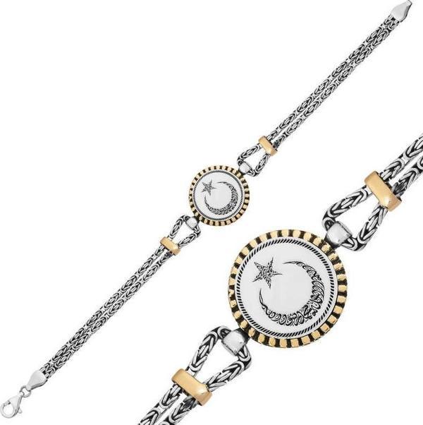 Gümüş Ay Yıldız Erkek Bileklik  SL5670 - Image 1