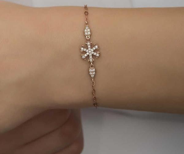 Gümüş Rose Kar Tanesi Kadın Bileklik SL5198 - Image 1