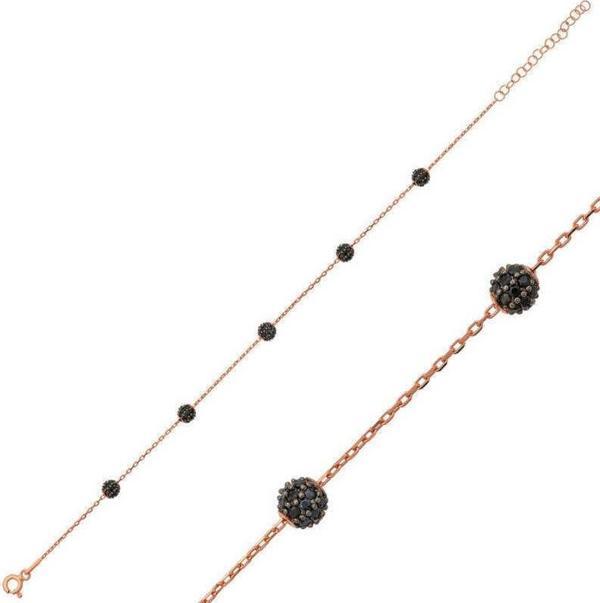 Gümüş Rose Siyah Toplu Bayan Bileklik SL1397 - Image 1