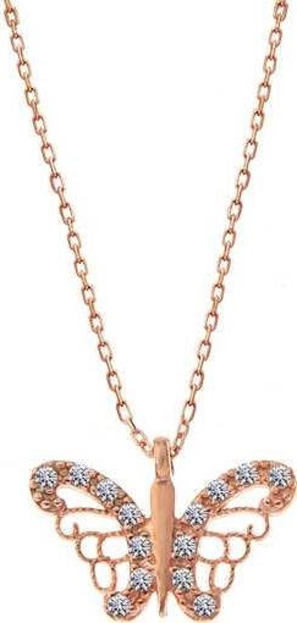 Gümüş Rose Kelebek Kadın Kolye  SL5183 - Image 1