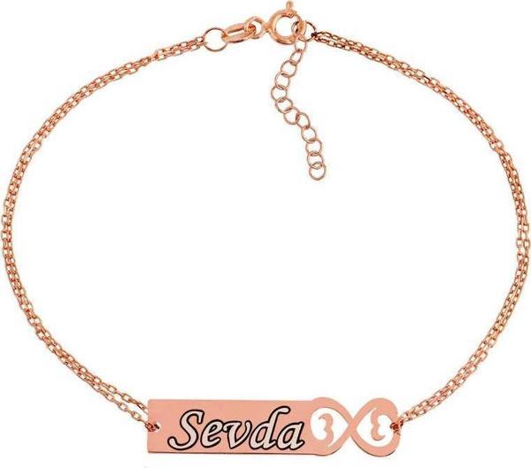Gümüş Rose Kişiye Özel Sonsuzluk İsimli Bayan Bileklik SL2718 - Image 1