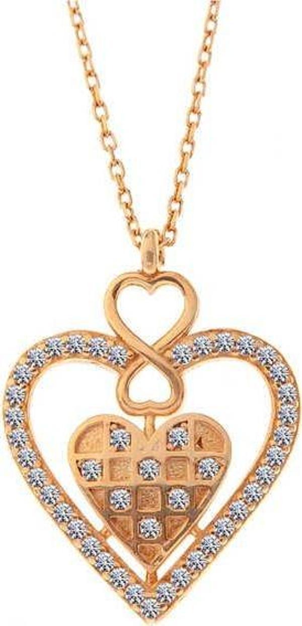 Gümüş Rose Kalp Sonsuzluk Kadın Kolye SL5481 - Image 1