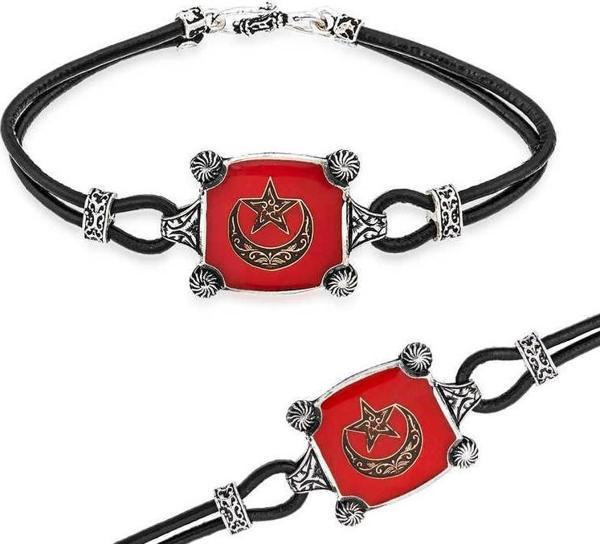 Gümüş Ay Yıldız Erkek Bileklik SL3311 - Image 1