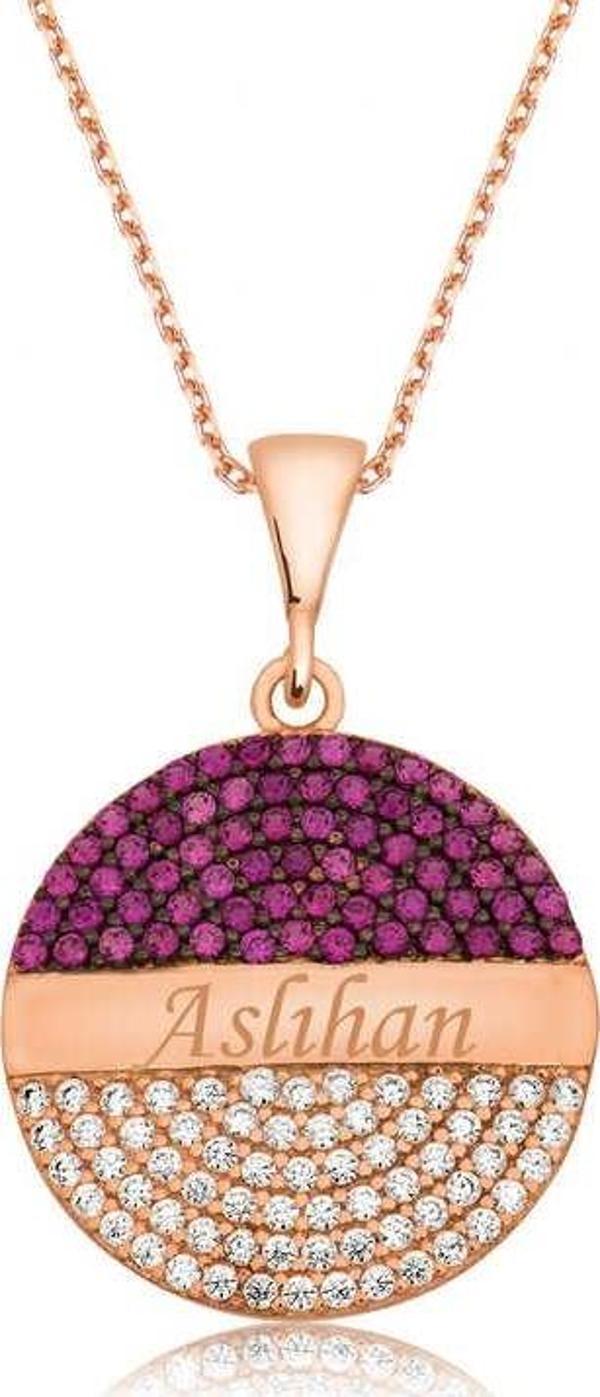 Gümüş Rose Yuvarlak İsimli Bayan Kolye SL2782 - Image 1