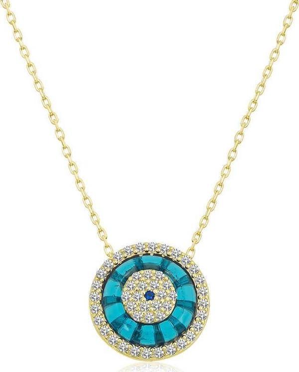 Gümüş Gold Camgöz Nazar Bayan Kolye SL3945 - Image 1