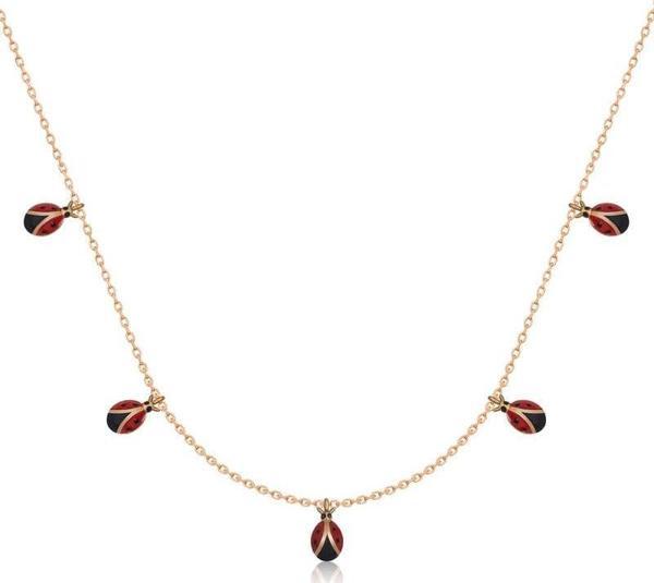 Gümüş Rose Uğur Böceği Şans Kadın Kolye SL4728 - Image 1