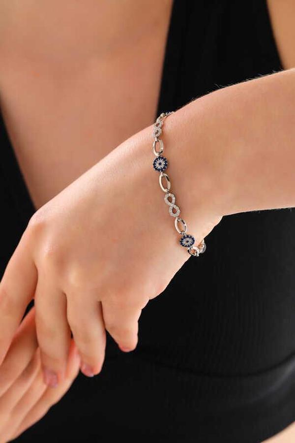 Gümüş Sonsuzluk Nazar Kadın Bileklik SL5999 - Image 1