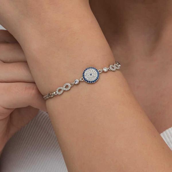 Gümüş Nazarlı Sonsuzluk Kadın Bileklik  SL8964 - Image 1