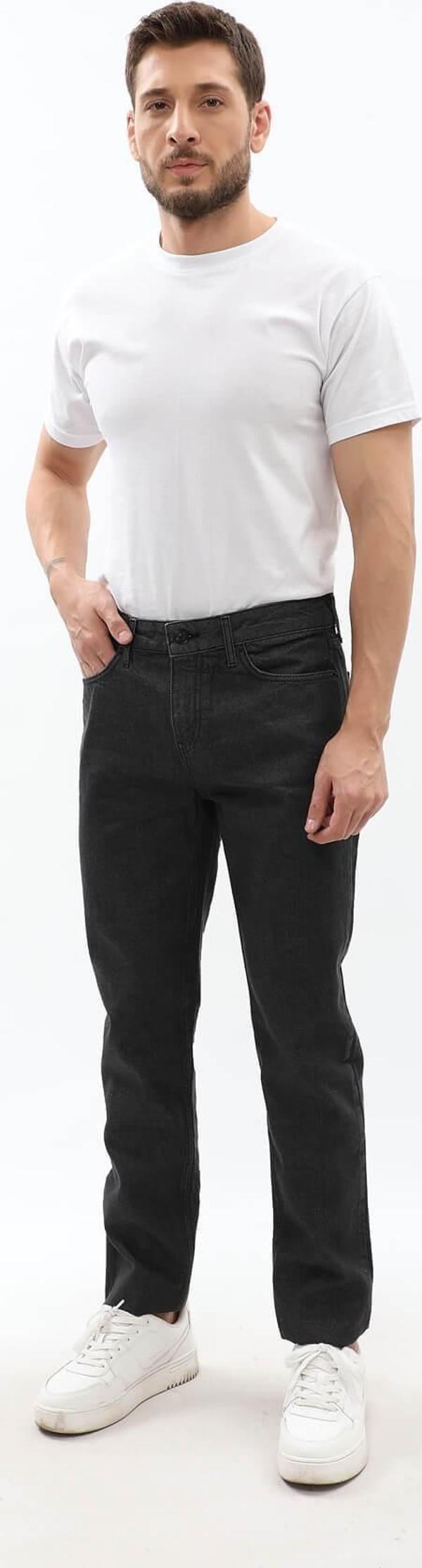 Erkek Regular Fit Koyu Gri Jean Pantolon - Image 1