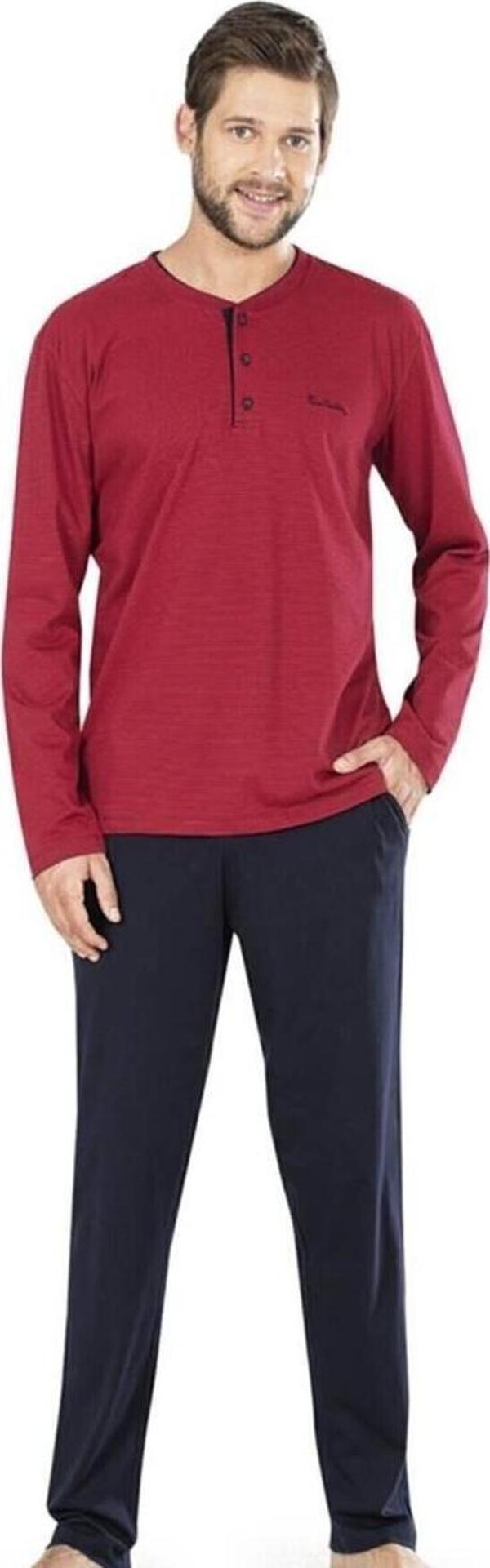 Erkek Penye Çizgili Pijama Lacivert - Image 1