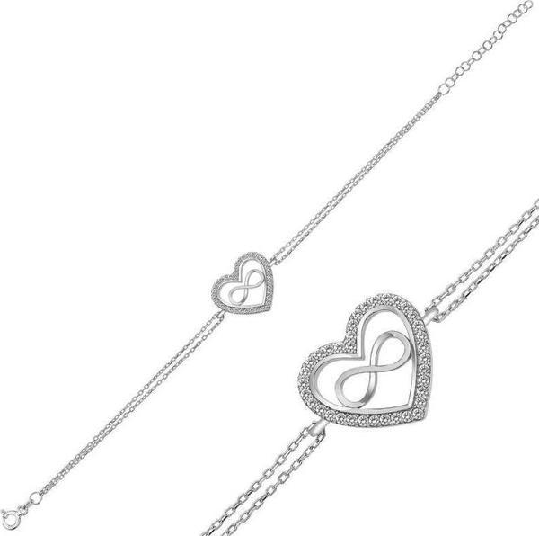 Gümüş Kalp Sonsuzluk Bayan Bileklik SL4292 - Image 1