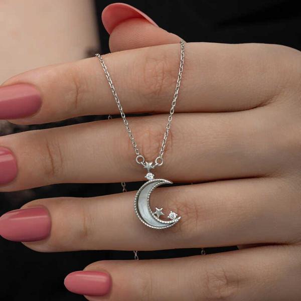 Gümüş Ay Yıldız Kadın Kolye  SL6662 - Image 1