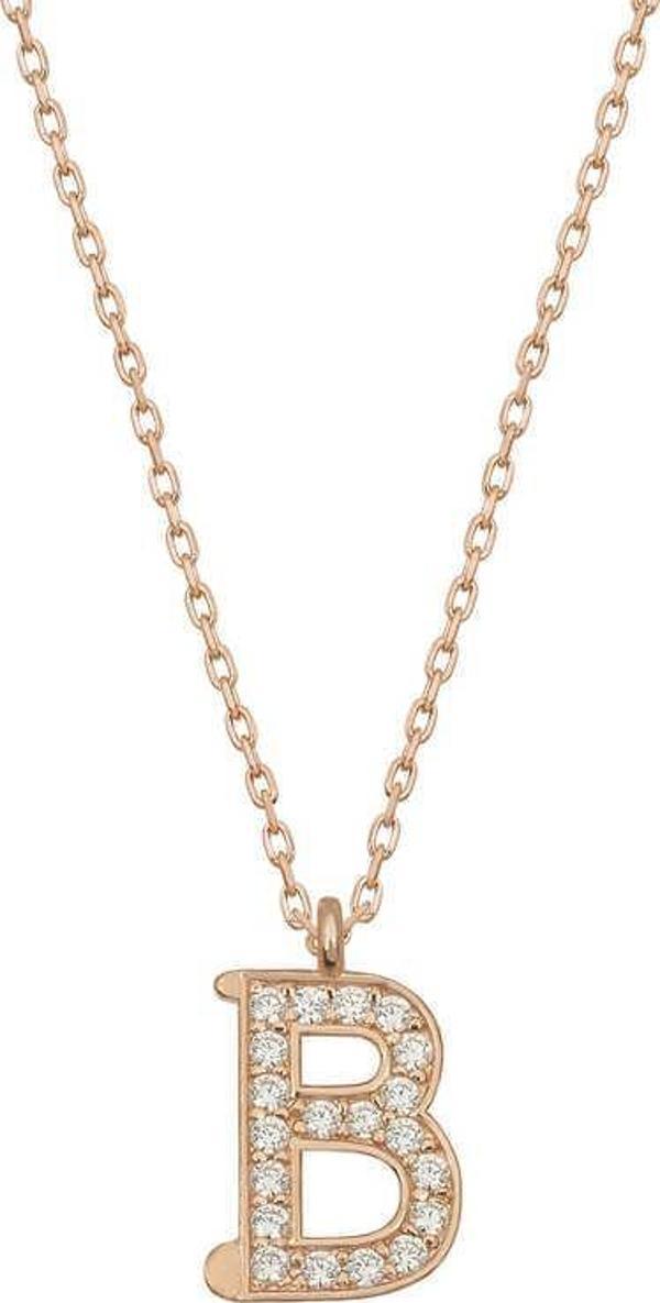 Gümüş Rose B Harfi Kadın Kolye SL4853 - Image 1