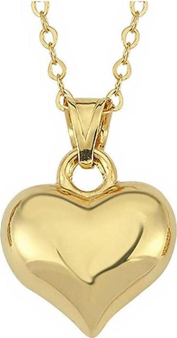 Gümüş Küçük 3 Boyutlu Gold Kalp Kadın Kolye SL5751 - Image 1