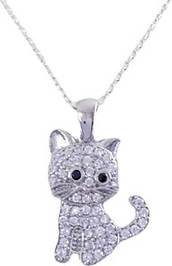 Gümüş Kedi Kadın Kolye  SL5944 - Image 1