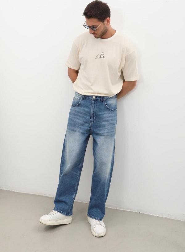 Erkek Skater Fit Jean Pantolon Mavi - Image 1