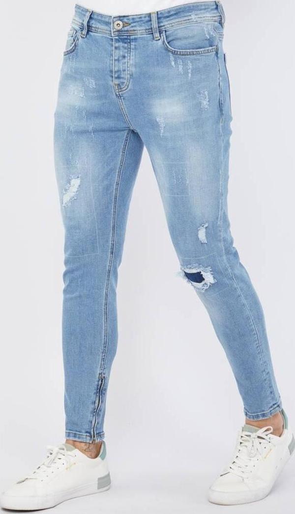 Erkek Yama Detaylı Açık Mavi Jean - Image 1