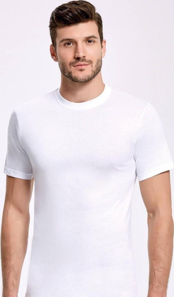 Bisiklet Yaka Beyaz Erkek Atlet   3 Adet - Image 1