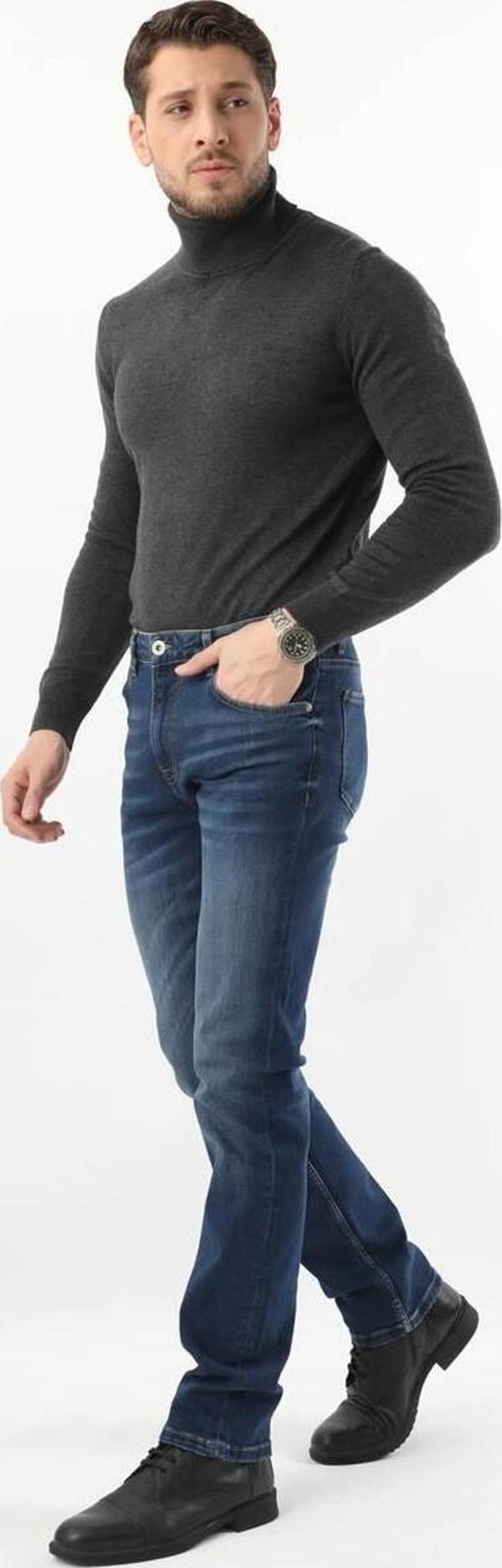 Erkek Regular Fit Jean Pantolon Koyu Mavi - Image 1