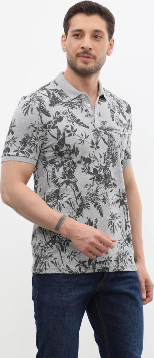 Erkek Polo Yaka Orman Desenli %100 Pamuk Tişört - Image 1