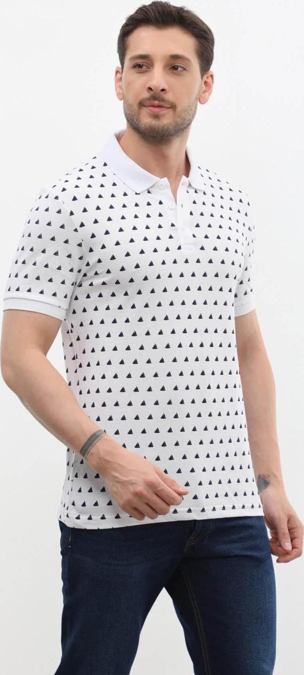 Erkek Polo Yaka Yelken Desenli %100 Pamuk Tişört - Image 1