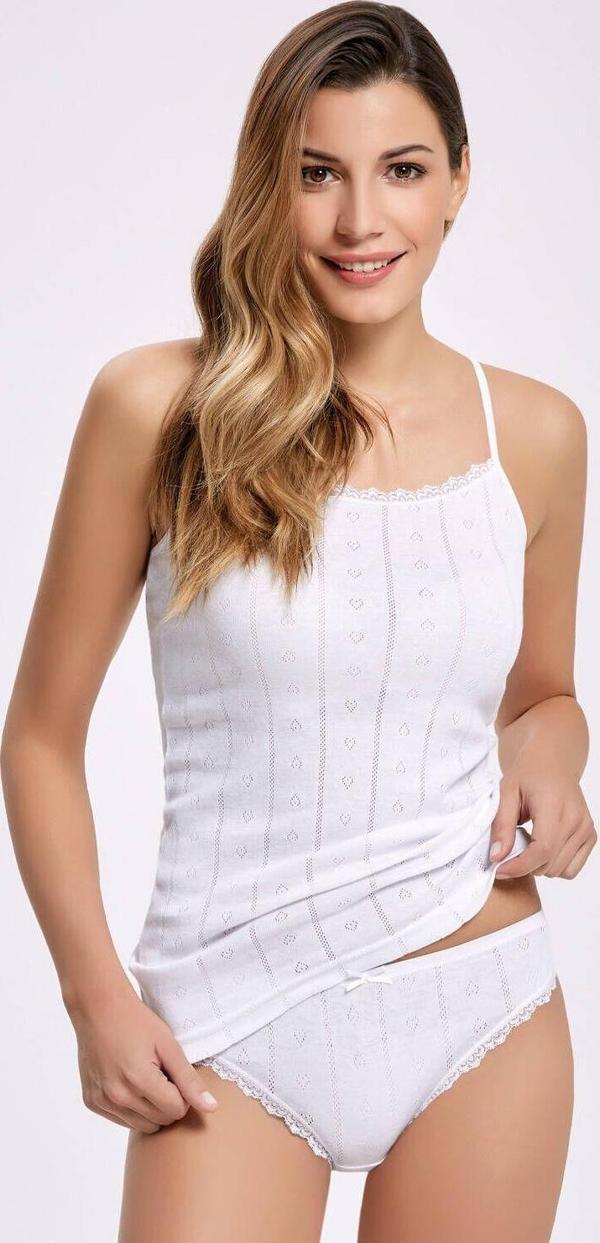 Jakarlı (Transferli Ribana) İp Askılı Kadın Çamaşır Takım    3 Adet - Image 1