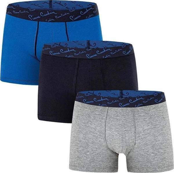 Pierre Cardin Erkek Pamuklu Saks-Lacivert-Gri 3 lü Boxer - Image 1