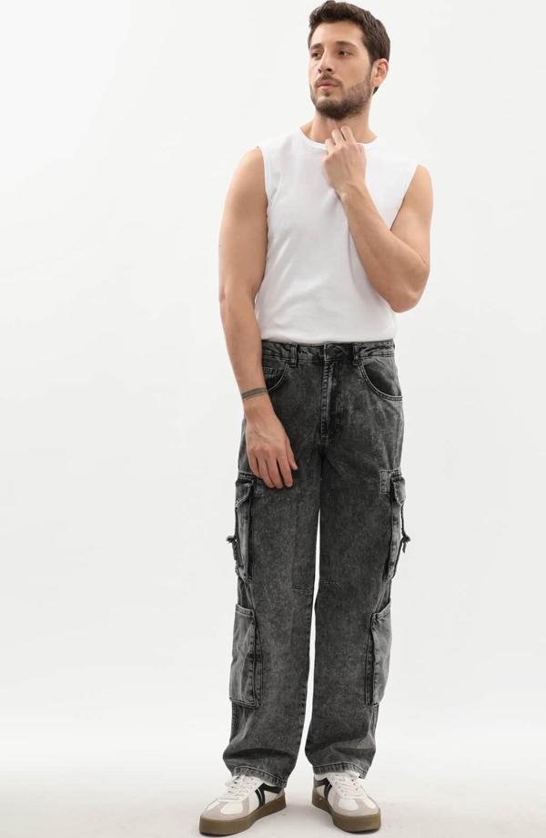 Erkek Kargo Cepli Jean Pantolon - Image 1
