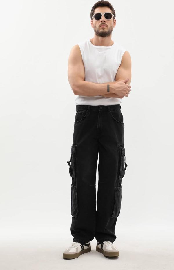 Erkek Kargo Cepli Jean Pantolon - Image 1