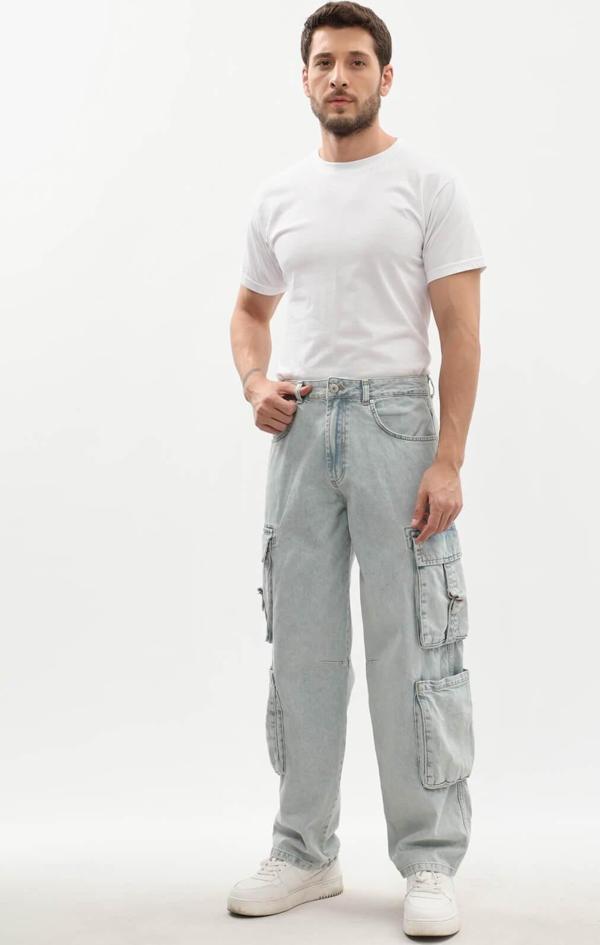 Erkek Kargo Cepli Jean Pantolon - Image 1