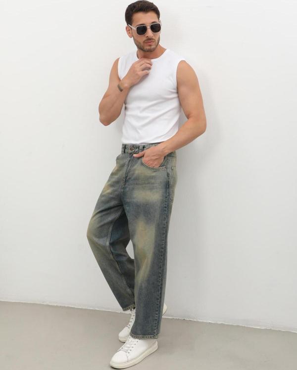 Erkek Skater Fit Jean Pantolon Tint Yeşil - Image 1