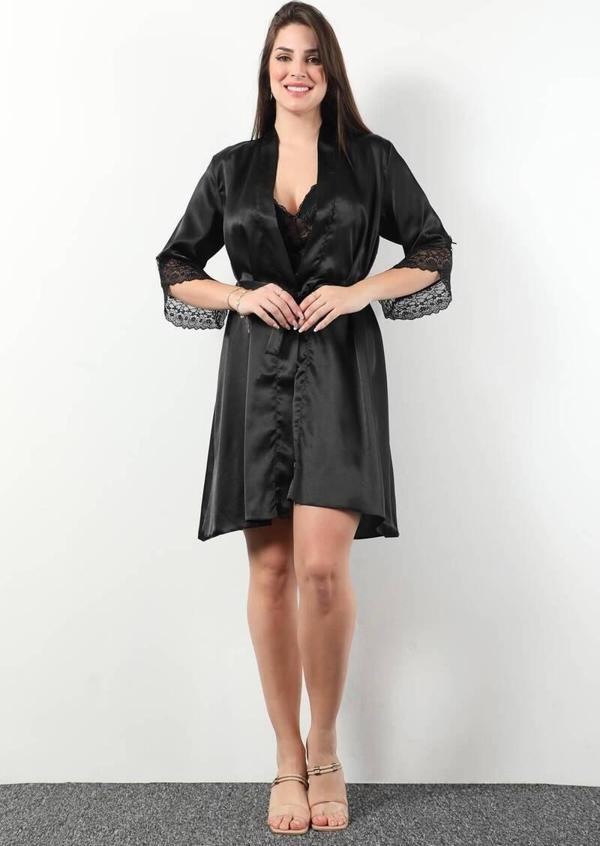 Pierre Cardin Kadın Saten Dantelli Gecelik Sabahlık Takım - Image 1