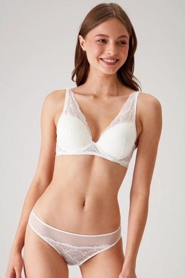 Pierre Cardin Dolgulu Bralet Sütyen Takım Ekru - Image 1