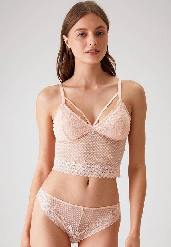 Pierre Cardin Şerit Detaylı Dantelli Sütyen Takım Somon - Image 1