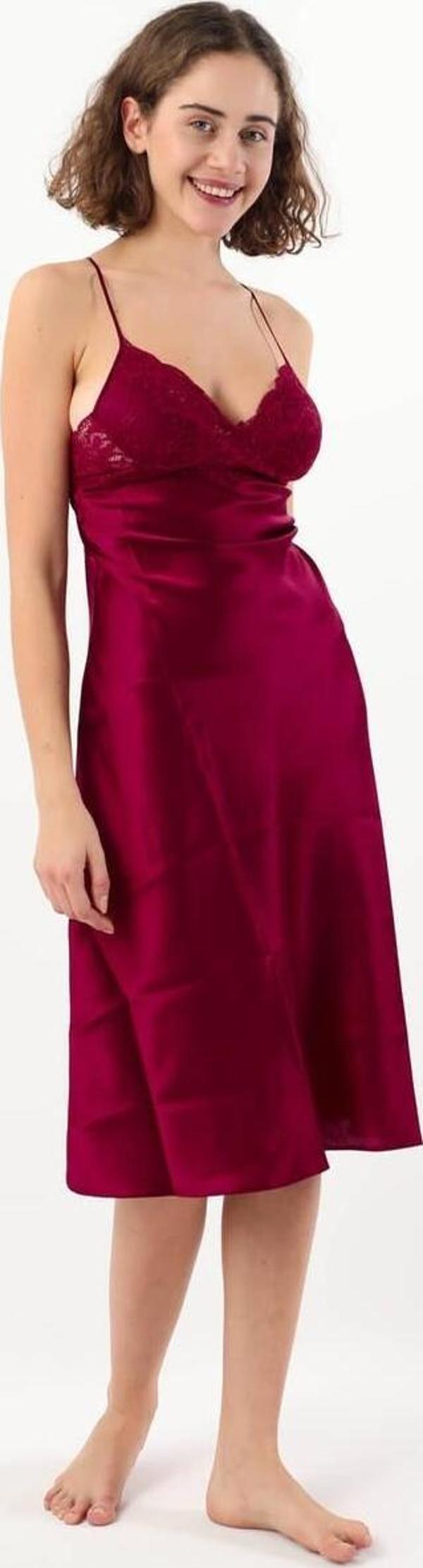 Pierre Cardin Kadın Uzun Dantelli Saten Gecelik - Image 1