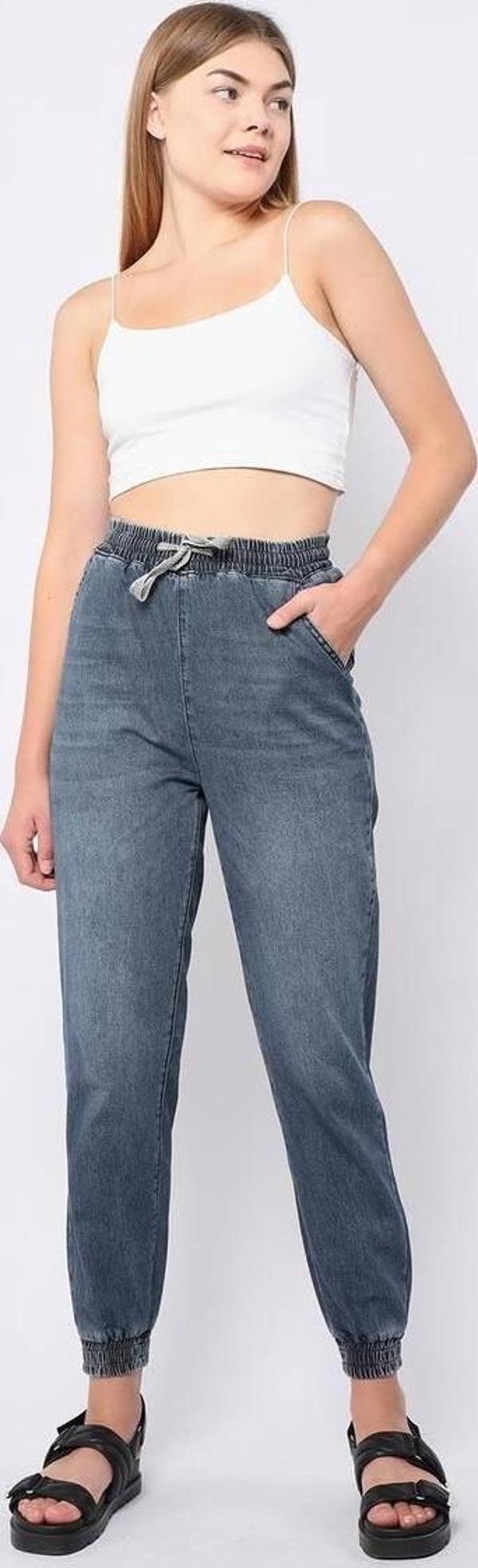 Kadın Lastikli Jogger Pantolon Mavi - Image 1