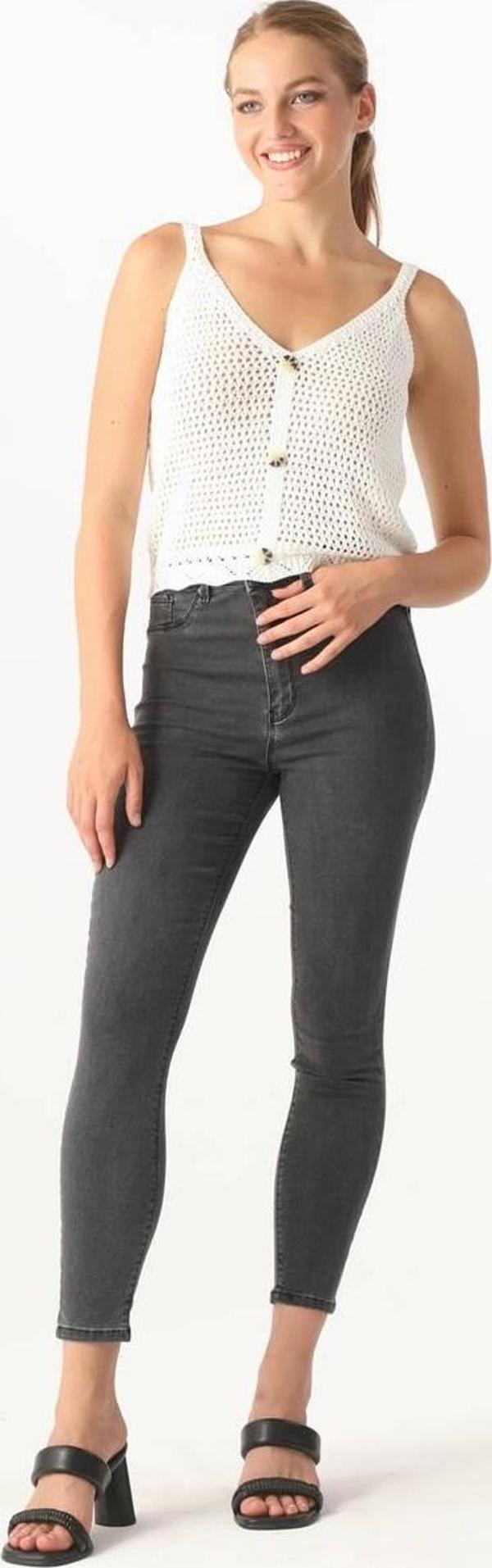 Kadın Gri Skinny Jean Pantolon - Image 1