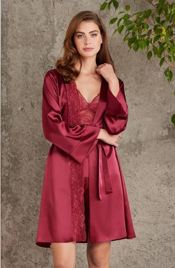 Pierre Cardin 4lü Gecelik Çeyiz Takım Bordo - Image 1