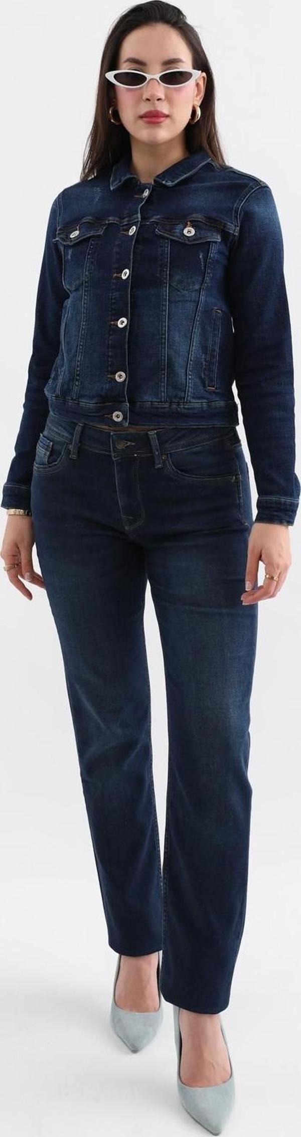 Kadın Likralı Straight Fit Jean Pantolon - Image 1